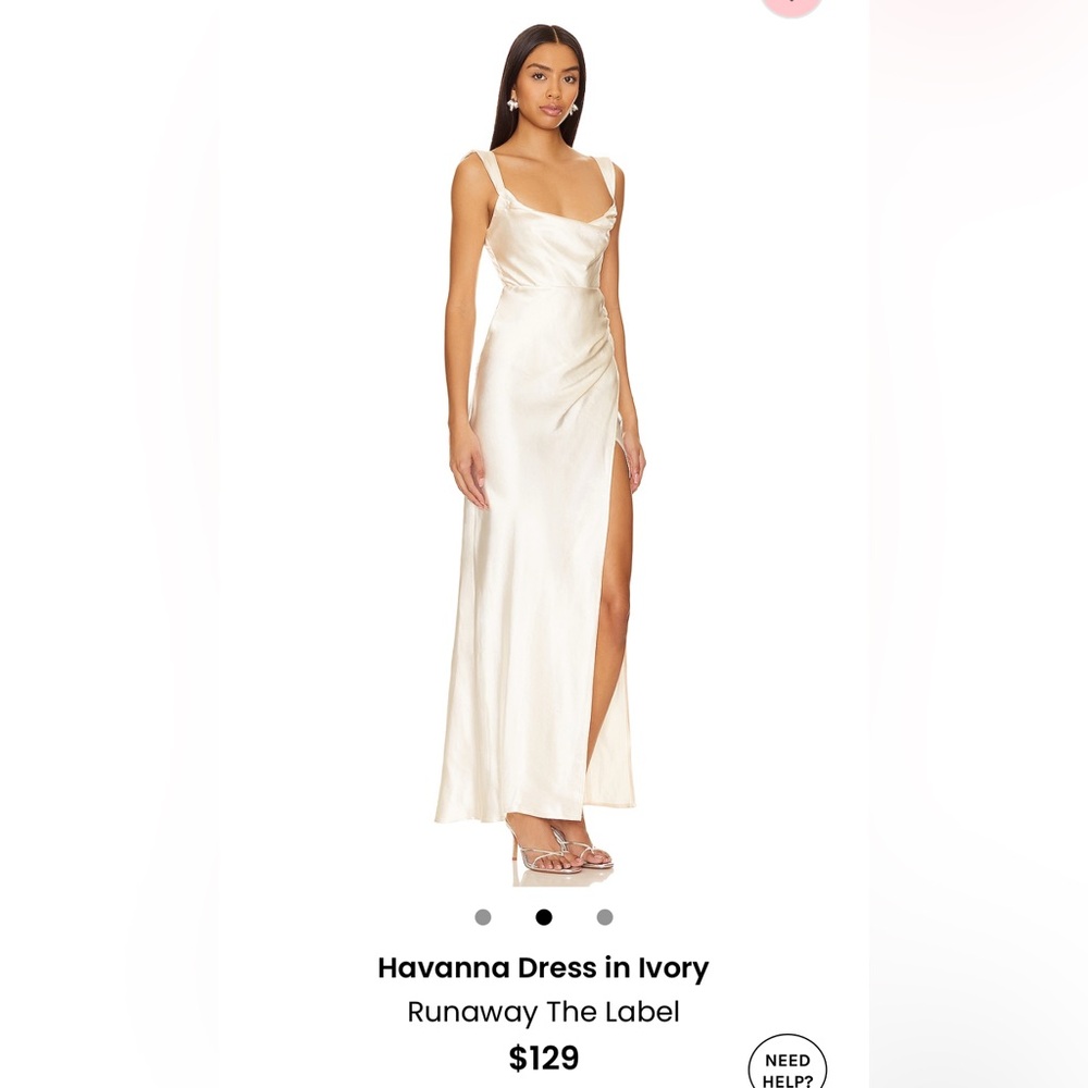 Runaway the Label Cream Slit Maxi Gown Cowl Neck